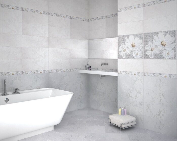 Sfumato Grey Floret бордюр серый полуматовый 6,2х50,5см Azori