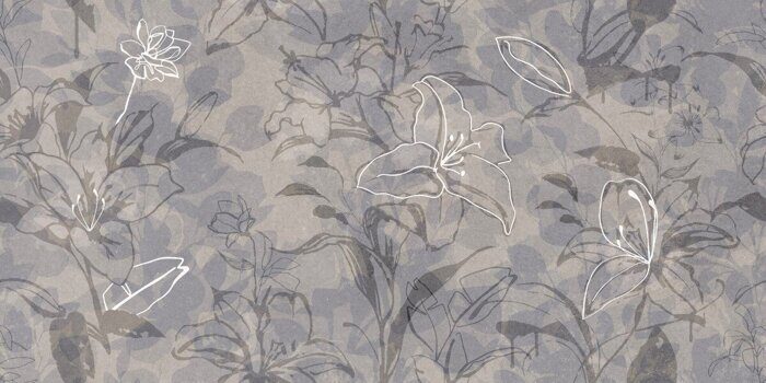 Floresta цветы синий керамогранит 120х60см матовый Meissen Keramik