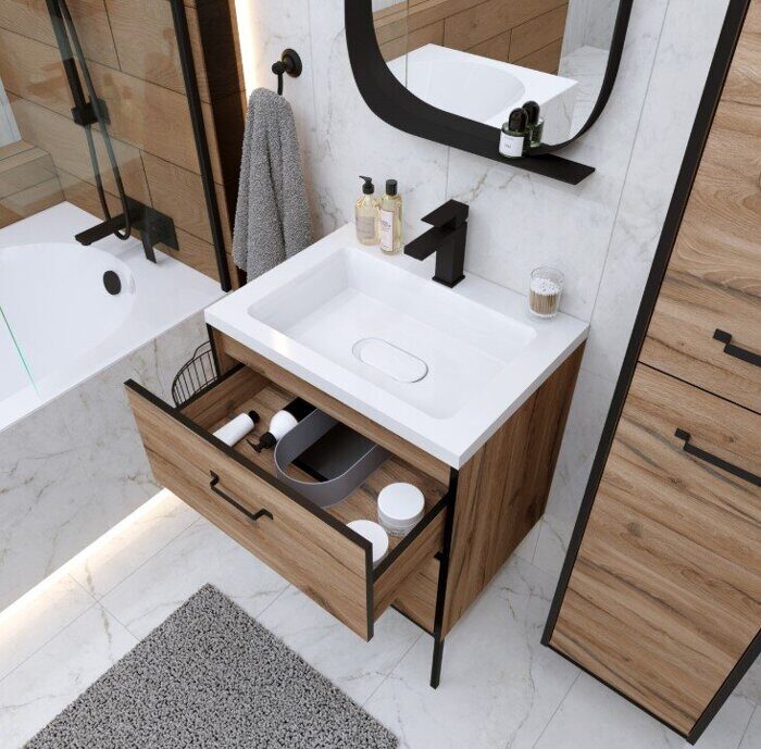 Неро-35 Дуб Альпийский шкаф пенал в ванную комнату