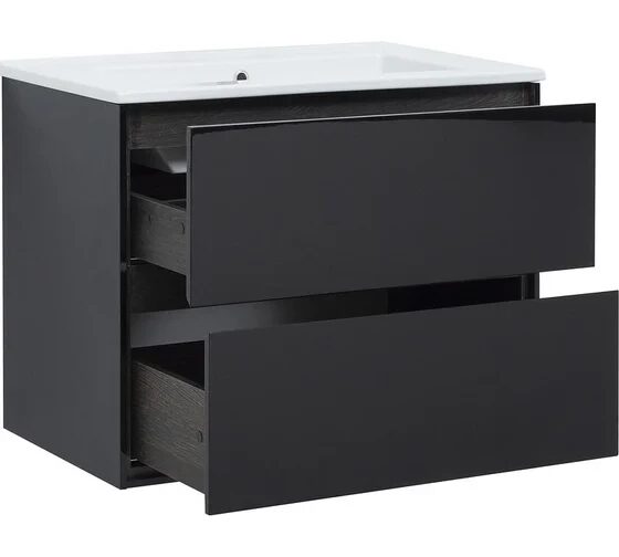 Милан 85 тумба черный глянец для ванной комнаты с раковиной-столешницей Оскар 85 Aquanet
