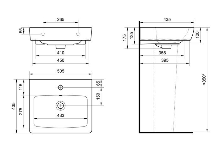 Верди 50 см тумба подвесная белая/ясень фабрик для ванной комнаты с раковиной Нео 50 Aquaton