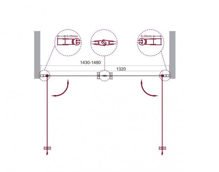 BelBagno ETNA-B-2-150-C-Cr душевая дверь 150х195 см распашная, стекло прозрачное, профиль хром