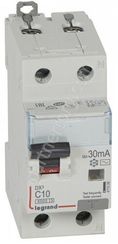 Автоматический выключатель дифференциального тока (АВДТ) DX3 1П+Н C10А 30MA-AC Legrand