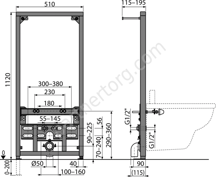 Инсталляция для подвесного биде Alcaplast