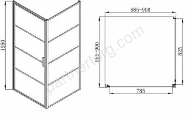 Blackline Bravat стеклянный душевой уголок с черным профилем  90х90 BS090.2115B