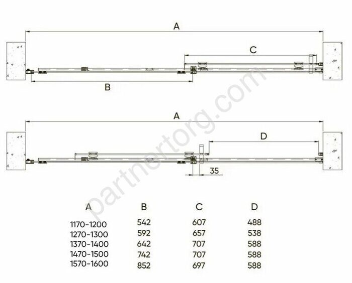 Veconi VN-71 душевая дверь раздвижная 120х195 см, профиль хром