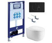 Set Aquatek Альтаир cm-069 4в1инсталляция с черной клавишей и унитаз подвесной безободковый
