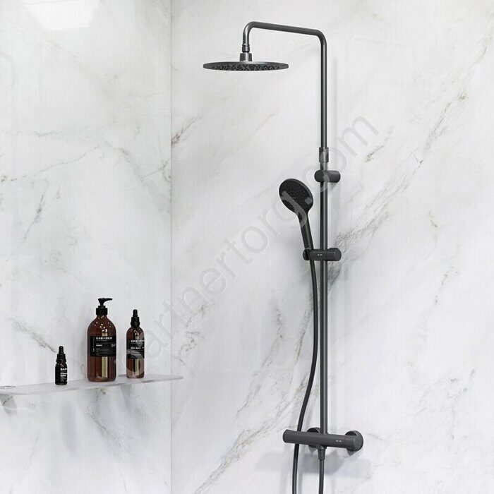 Like AM.PM душевая система термостатическая  с тропическим и ручным душем черная F0780422