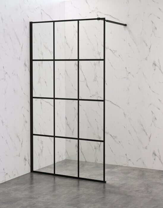 ODA-B01В душевая перегородка 80 см, раскладка черный квадрат