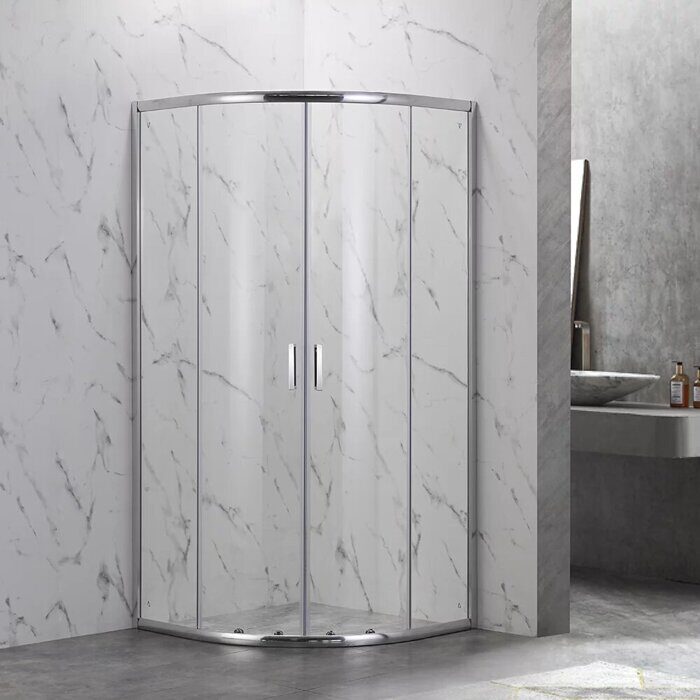 Veconi RV202-90-01-C4 душевой угол 90х90x190 см, дверь раздвижная, профиль хром