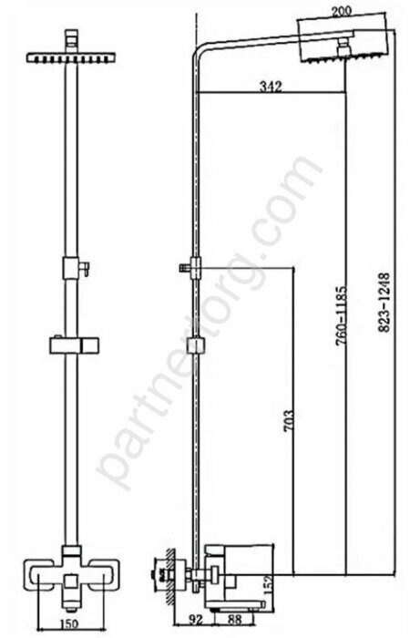 HB24803-7 Haiba душевая система с верхним душем, смесителем и ручной лейкой, черный