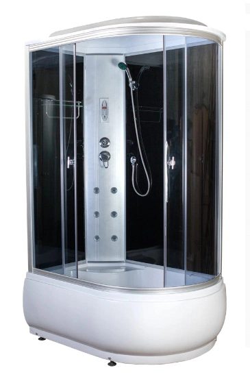 4006B grey black душевая кабина Aquapulse 120х80х220 см, матовое стекло, высокий поддон