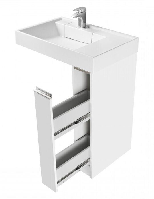 Лондри 20 см тумба белая для ванной комнаты с раковиной Рейн 80 Aquaton