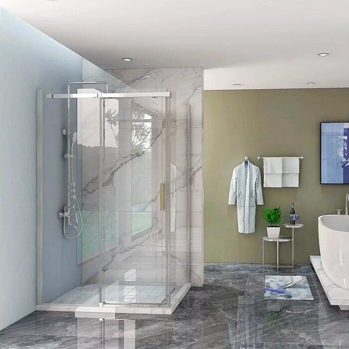 Veconi KP06-80-01-19C4 боковая панель 80х195 см, профиль хром, стекло прозрачное