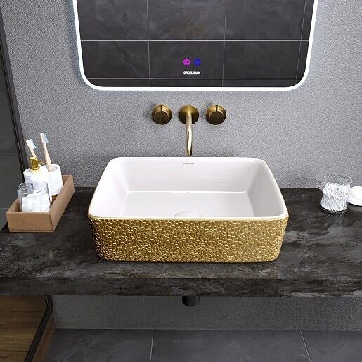 Grossman GR-3016GWL накладная раковина золото-белая