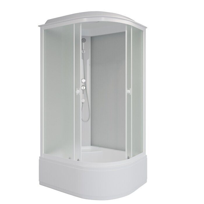 Niagara Promo P100/80/40L/MT душевая кабина асимметричная 100х80х215 см, матовое стекло, высокий поддон, белый профиль