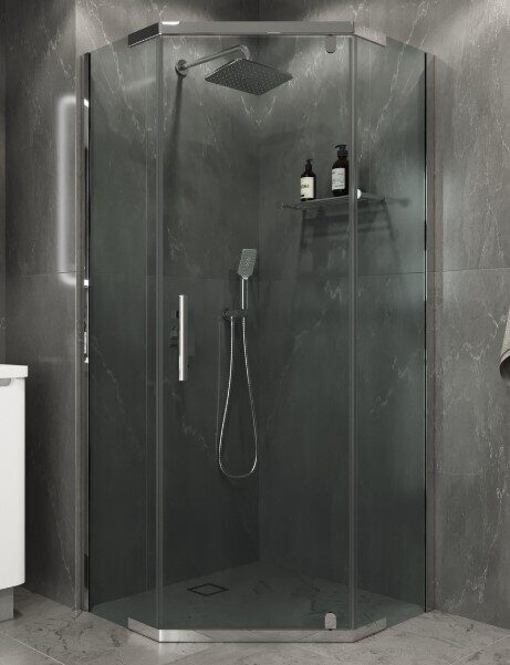 Niagara Eco NG-1010-14D душевое ограждение 100х100см трапеция, распашное, хром, стекло прозрачное