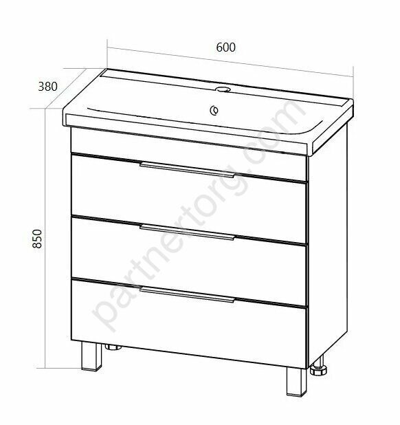 Gaula 60Н 3я тумба напольная черная с раковиной