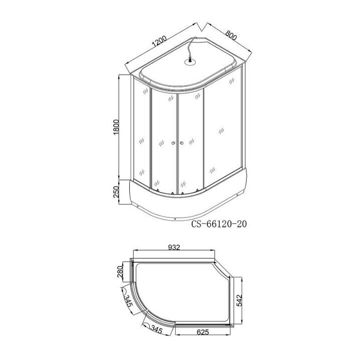 Loranto CS-66120-20R FW 120 душевая кабина, поддон 20см, матовое стекло, стенки белый кирпич