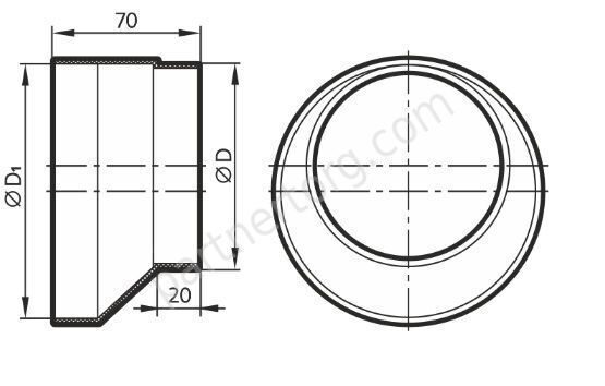 Редуктор пластмассовый для круглых каналов эксцентриковый РЭП 125х160 мм