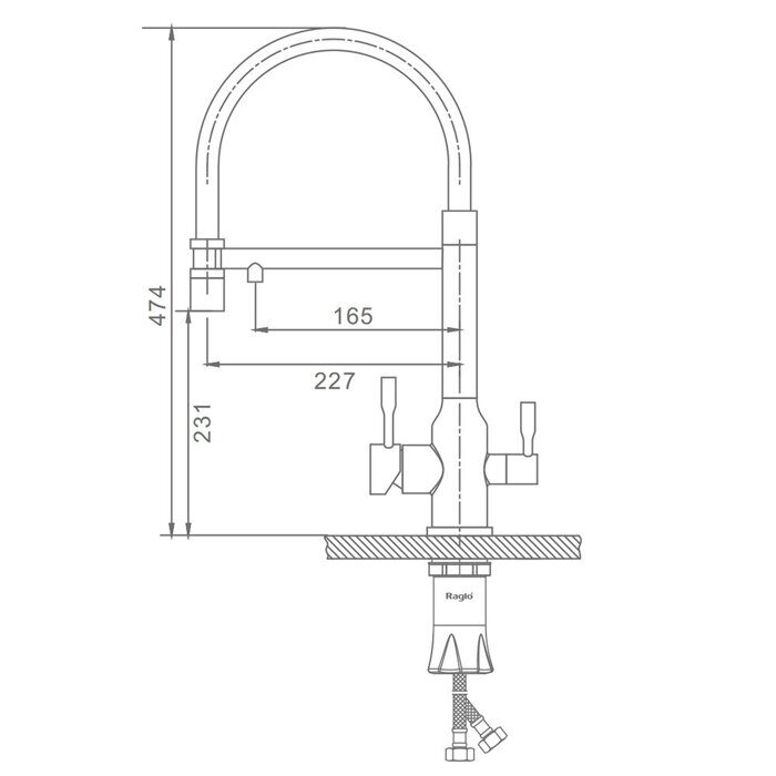Raglo R81.63.09 смеситель для кухни со съемным изливом на магните и подключением фильтра питьевой воды, графит
