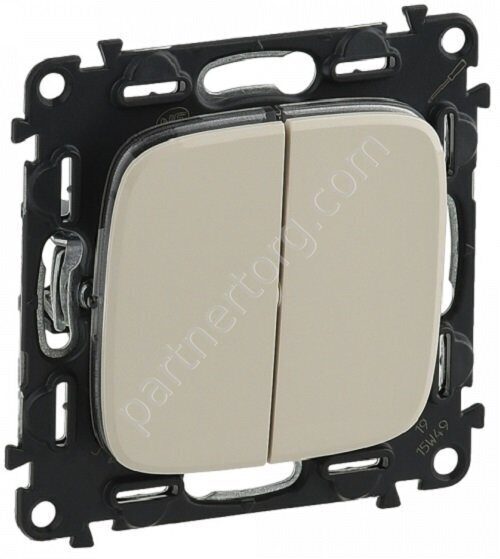 Legrand Valena Allure переключатель 2-х клавишный 10АX 250В, безвинтовые зажимы, цвет слоновая кость