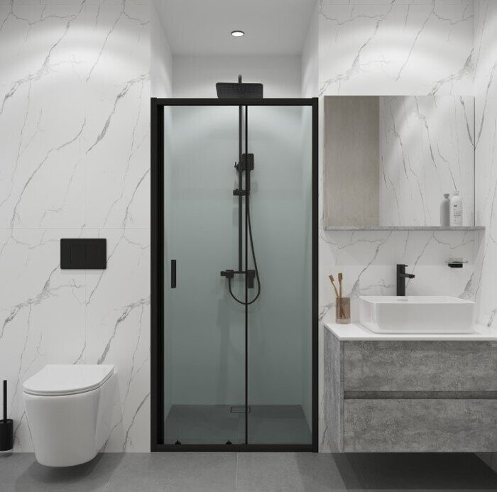 Niagara Eco NG-651-9AB дверь душевая в нишу откатная 90х190см, черный профиль