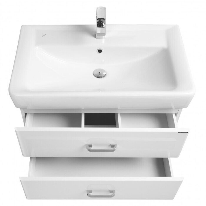 Америна 80 см тумба подвесная белая для ванной комнаты с раковиной Тигода 80 Aquaton