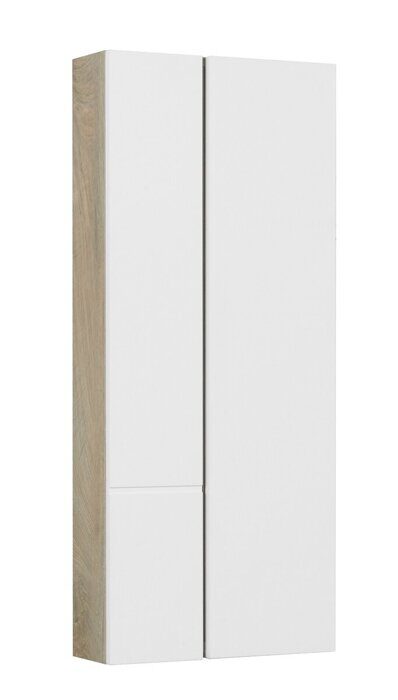 Мишель 43 см шкаф-пенал подвесной белый/дуб эндгрейн для ванной комнаты Aquaton