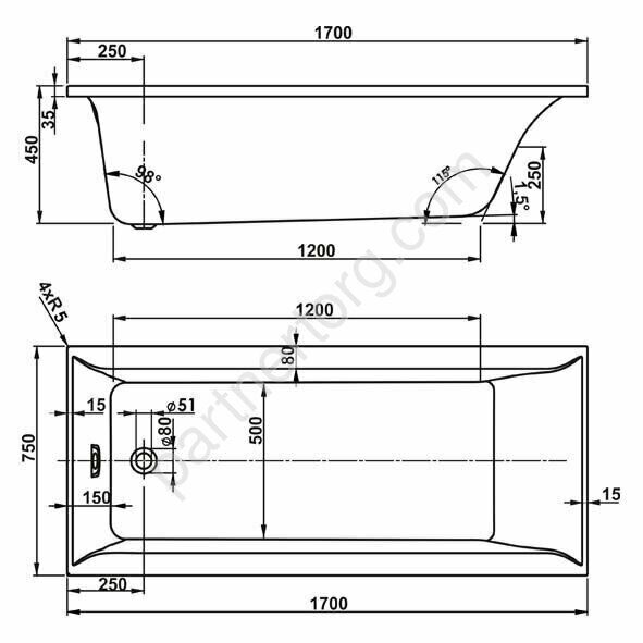 Veronela bianco VagnerPlast акриловая ванна 170x75см с каркасом и экраном