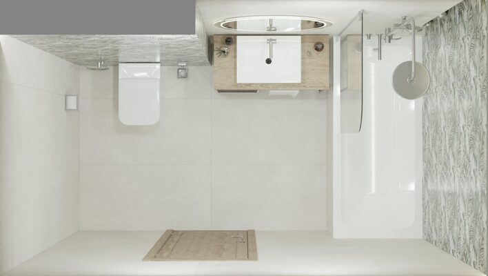 Стильный совмещенный санузел 1,7х2,7х2,7м