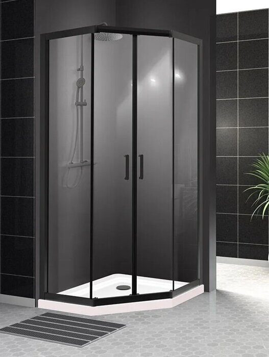 BelBagno UNO-195-P-2-90-C-NERO душевой уголок 90х90х195 см, дверь раздвижная, стекло прозрачное, профиль черный