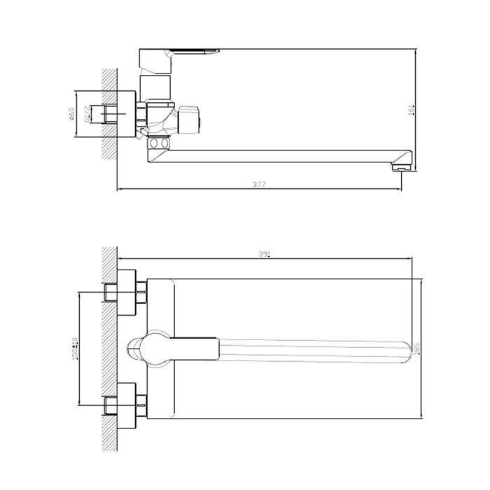 S06.22 Splenka Смеситель для ванны с душем, хром