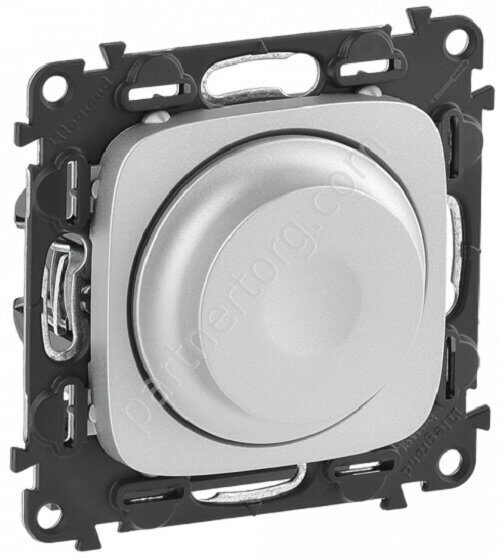 Legrand Valena Allure светорегулятор с поворотной ручкой 300Вт, без нейтрали, цвет алюминий