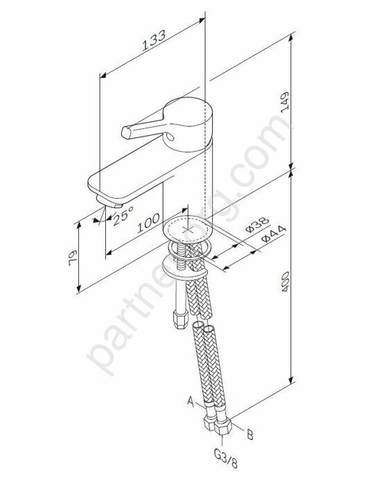 F85B02100 X-Joy S, смеситель для умывальника излив 100 мм, хром, шт