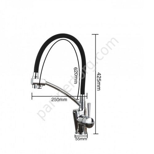 Gappo G4398-11 смеситель для кухни с гибким изливом и каналом для фильтрованной воды  черный хром