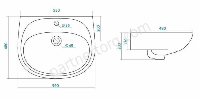 Анимо 60см умывальник белый Santek