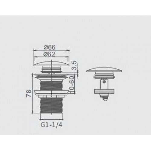Frap F65-3 донный клапан для раковины хром