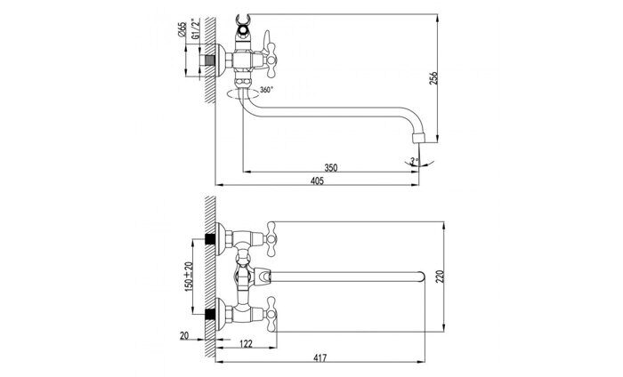Standard LM2151C, смеситель для ванны и душа, с круглым изливом, хром Lemark