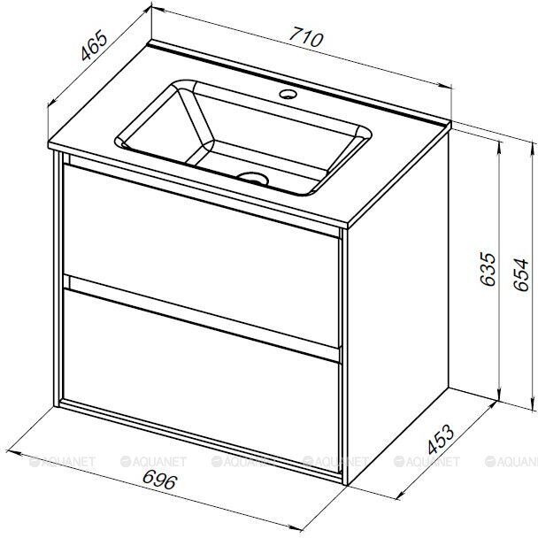Милан 70 тумба белый глянец для ванной комнаты с накладной керамической раковиной Flash 710*465*195 Aquanet