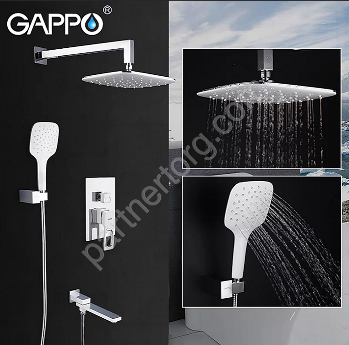 Gappo Futura G7117-8 душевая система встраиваемая хром/белый