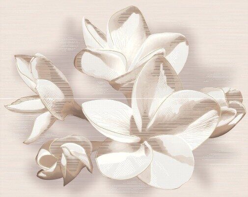 Amati Plumeria Beige панно (из 2 плиток) бежевое 40х50см Azori