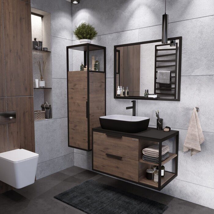 Grossman GR-4041BW накладная раковина черная, белая внутри 46х32х14см