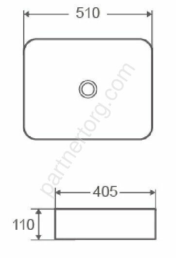 Azario белая раковина настольная 51х40,5х11см AZ-2178