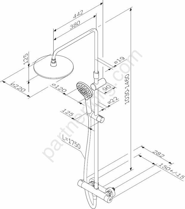 Like AM.PM душевая система термостатическая  с тропическим и ручным душем черная F0780422