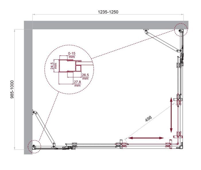BelBagno LUCE-AH-22-125/100-C-Cr душевой уголок 125х100х195 см, дверь раздвижная, стекло прозрачное, профиль хром