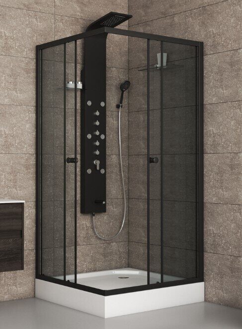 Niagara Eco NG-008-14QT 80х80х195см душевое ограждение, поддон  13см, черный, стекло тонированное