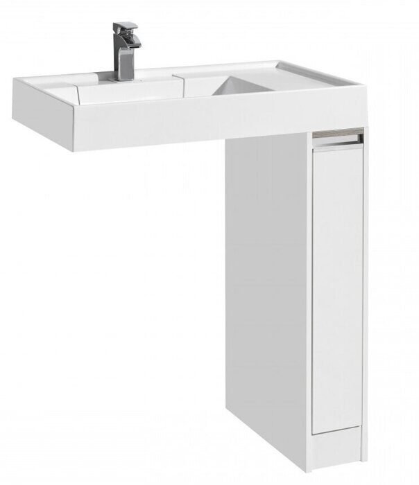 Лондри 20 см тумба белая для ванной комнаты с раковиной Рейн 80 Aquaton