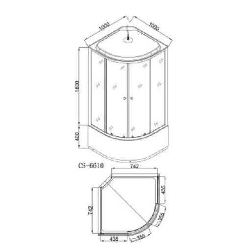 Loranto CS-6610 G, 100*100*215 душевая кабина, поддон 40см, тонированное стекло