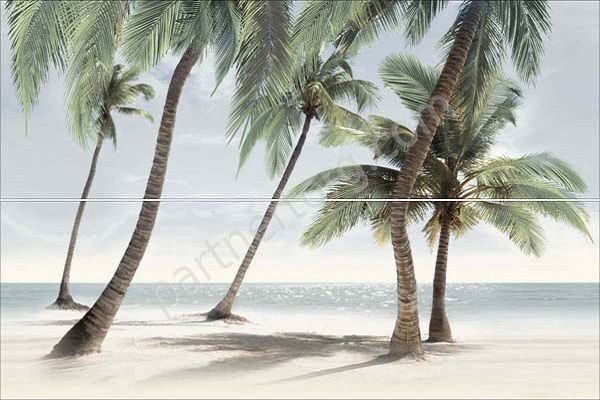 Ailand панно из 2 плиток глянцевое пальмы 40х60см Alma Ceramica PWA11ALD2